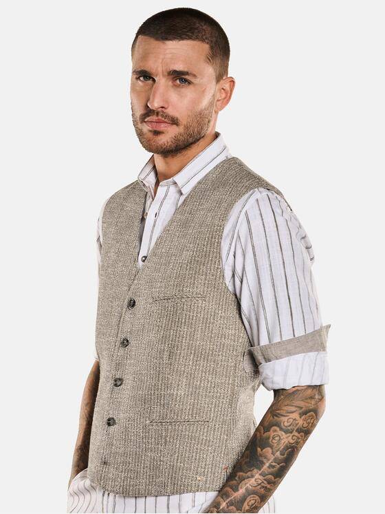 emilio adani Herren Sakko-Weste mit feiner Struktur Beige 32972
