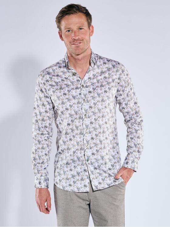 ENGBERS GERMANY Herren Langarm-Hemd mit Floralprint Reinweiss 39565