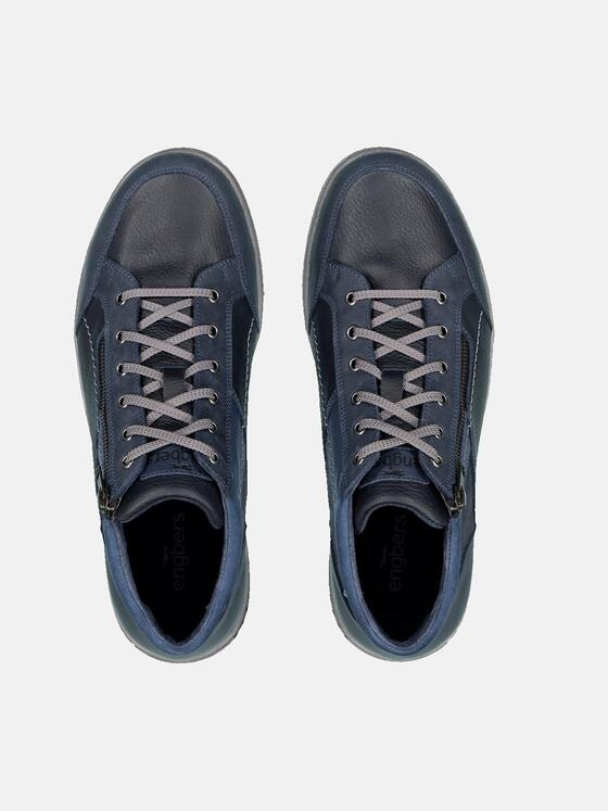 engbers Herren Ledersneaker mit Reißverschluss Saphirblau 33613