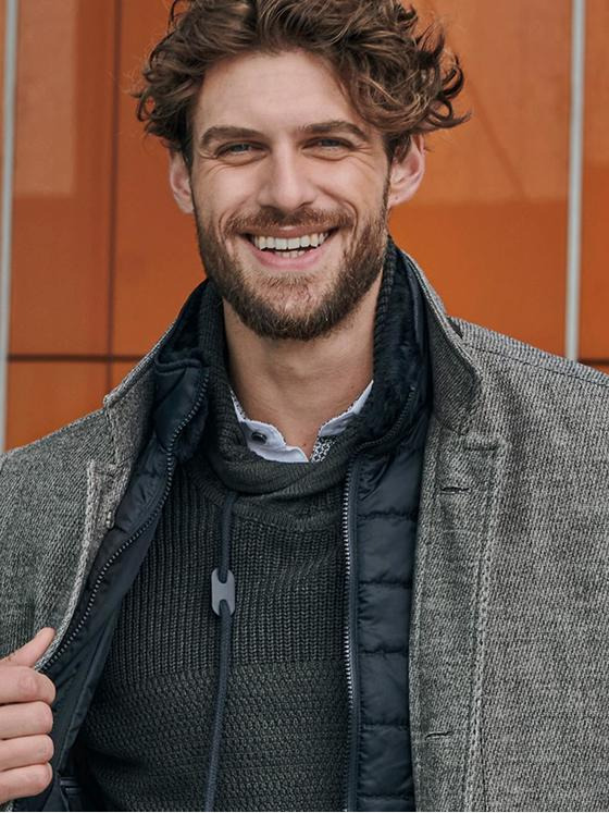 engbers Herren Mantel mit Inlet Schokobraun 33588