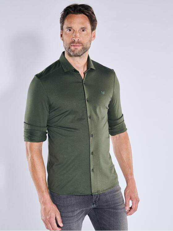 ENGBERS GERMANY Herren Langarm-Hemd aus Pima Baumwolle Dunkelgruen 39573