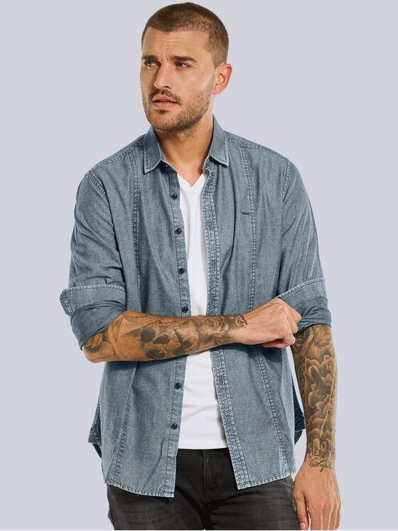 emilio adani Herren Langarm-Hemd mit Teilungsnähten Beige 34185