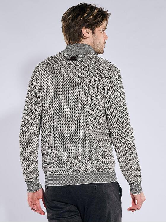 emilio adani Herren Pullover mit Troyer-Kragen Creme 41085