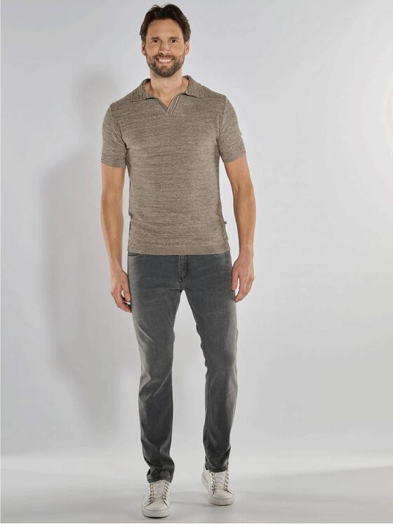 ENGBERS GERMANY Herren Polo-Shirt mit edler Strick-Struktur Braunbeige 36944