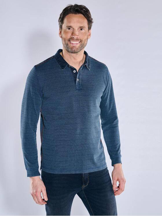 engbers Herren Langarm-Shirt mit Polo-Kragen Royalblau 38183