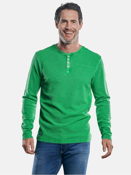 engbers Herren Strukturiertes Henley Shirt Grasgruen 30280