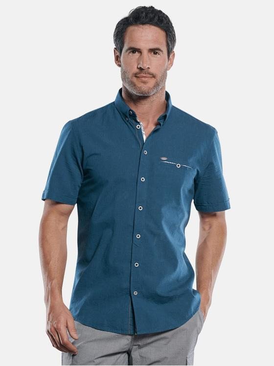 engbers Herren Sommerliches Kurzarmhemd mit floralen Kontrastdetails Saphirblau 29782