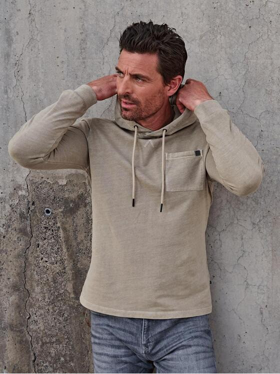 ENGBERS GERMANY Herren Langarmshirt mit Kapuze Beige 34527
