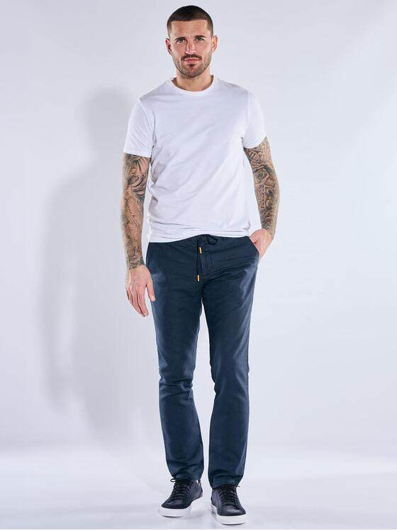 emilio adani Herren Chino aus Leinen-Mischgewebe Marineblau 40352