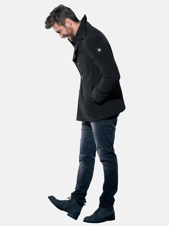 emilio adani Herren Zweireihige Cabanjacke Schwarz 30779