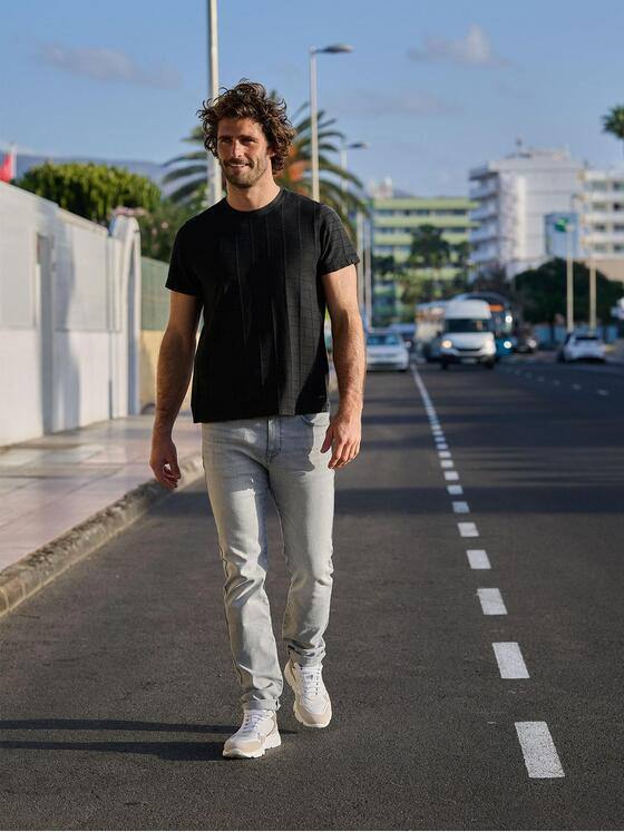 emilio adani Herren T-Shirt strukturiert Schwarz 38435