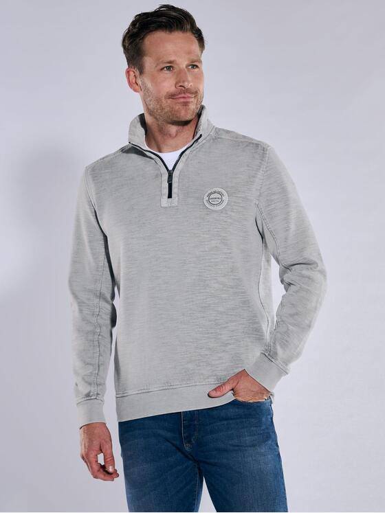 engbers Herren Sweatshirt mit Troyerkragen Hellgrau 38055