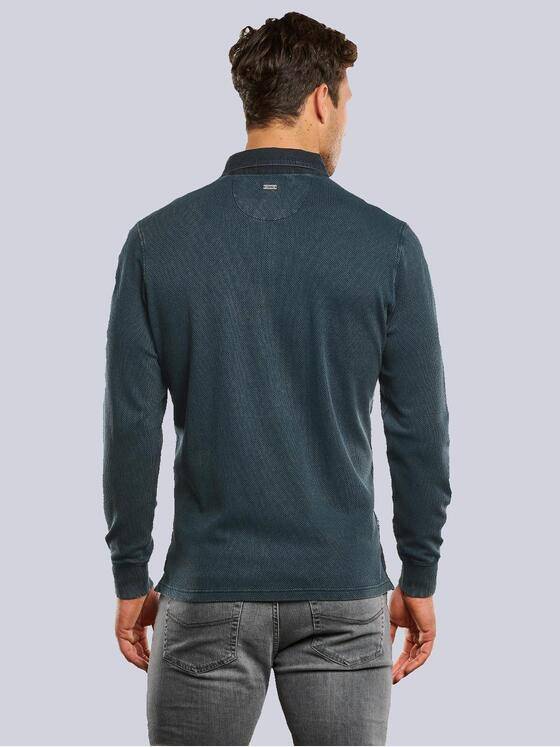 engbers Herren Langarm-Shirt mit Polo-Kragen Petrolblau 33773
