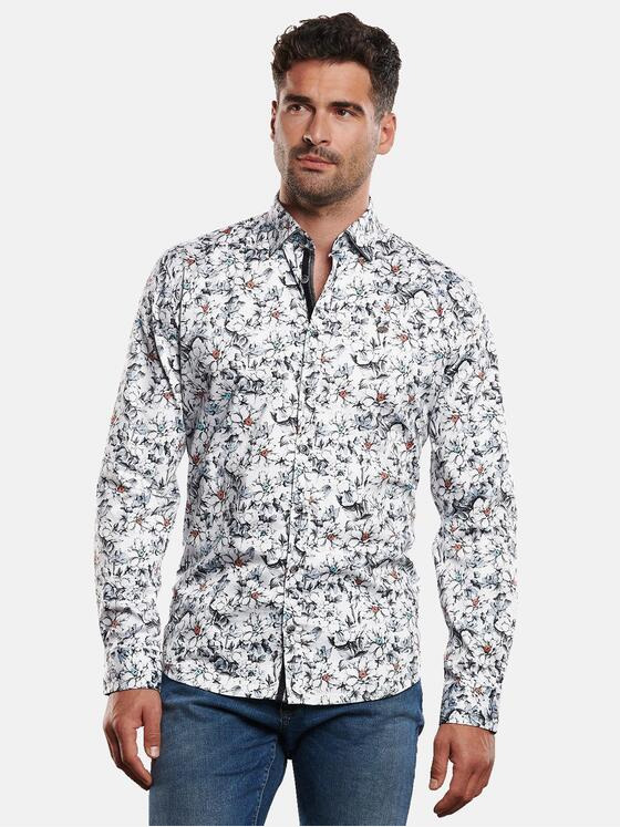 engbers Herren Langarm-Hemd All-Over-Print Anthrazit 32467