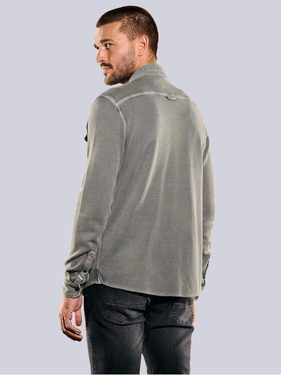 emilio adani Herren Langarm-Shirt mit Polo-Kragen Grau 35622