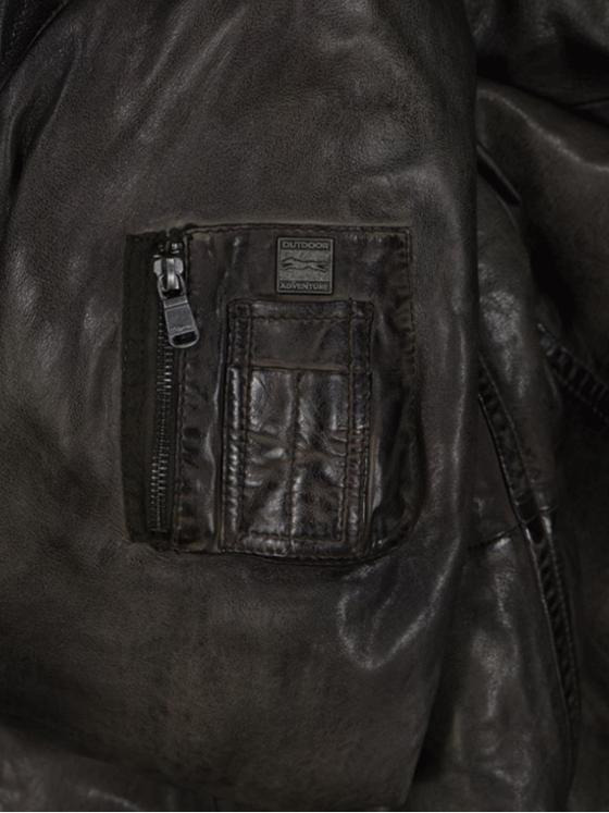 engbers Herren Lederjacke mit Kapuze Grün 33546