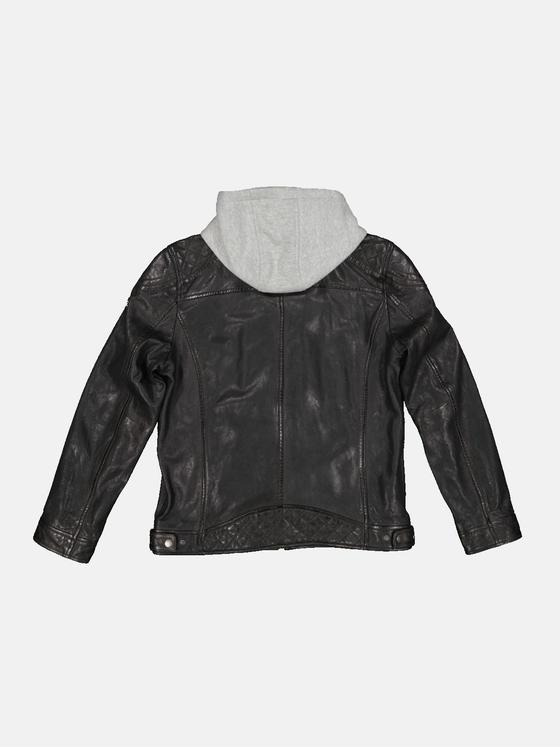 engbers Herren Lederjacke mit Kapuze Schwarz 35188