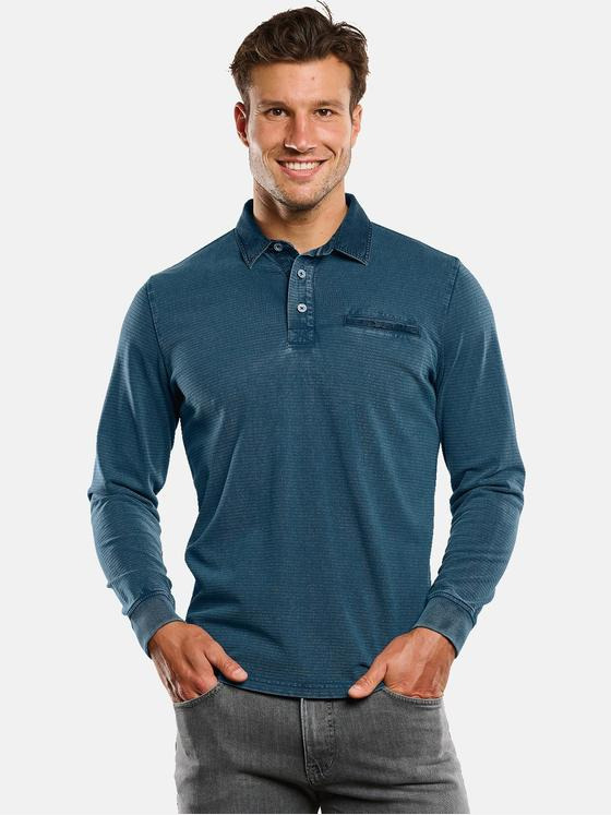 engbers Herren Langarm-Shirt gestreift Petrolblau 33772