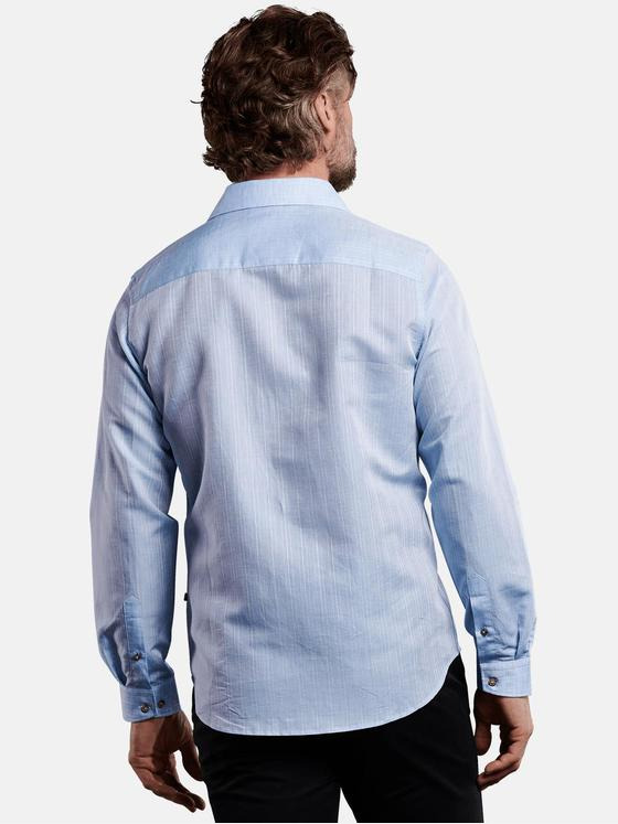 ENGBERS GERMANY Herren Langarmhemd aus hochwertigem Leinenmaterial Mittelblau 29784