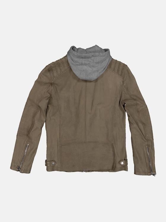 emilio adani Herren Lederjacke mit abnehmbarer Kapuze Gelb 34222