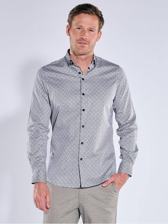 ENGBERS GERMANY Herren Langarm-Hemd in Satin-Warenqualität Schwarz 39190