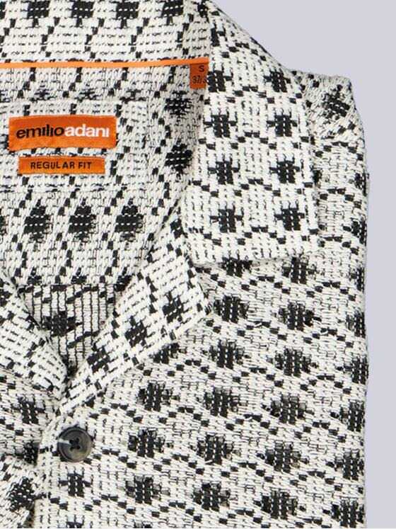 emilio adani Herren Kurzarm-Hemd in Crochét-Optik Naturweiss 40717