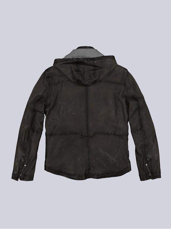 emilio adani Herren Lederjacke mit abnehmbarer Kapuze Braun 35202