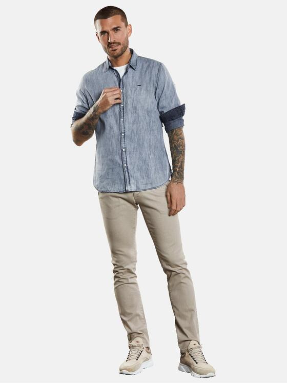 emilio adani Herren Langarm-Hemd strukturiert Blau 34259