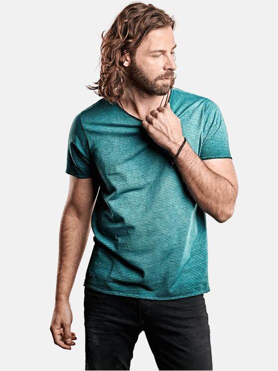 emilio adani Herren T-Shirt mit cooler Waschung Türkis 27979