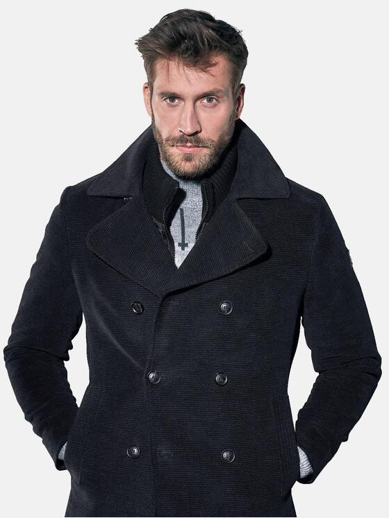emilio adani Herren Zweireihige Cabanjacke Schwarz 30779