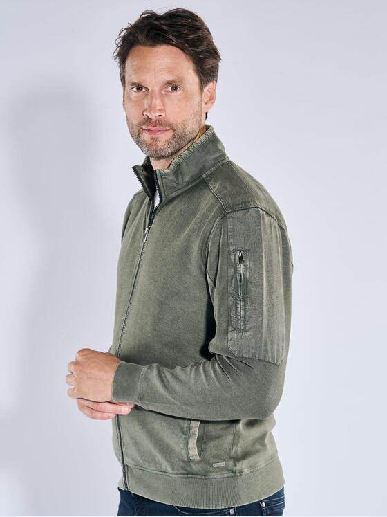 engbers Herren Sweatjacke strukturiert Oliv 39706
