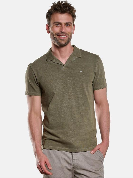 ENGBERS GERMANY Herren Polo-Shirt mit Leinen-Anteil Oliv 33107