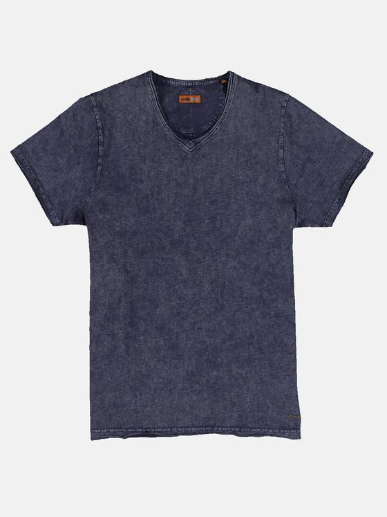 emilio adani Herren T-Shirt V-Neck strukturiert Blau 31570