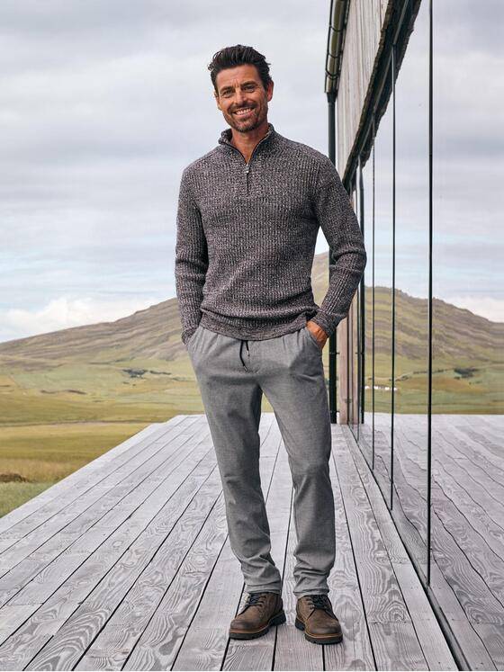 engbers Herren Pullover Polokragen Braunbeige 39576