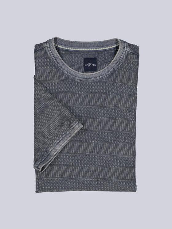 engbers Herren Strukturiertes T-Shirt im Streifendesign Dunkelgrau 40500