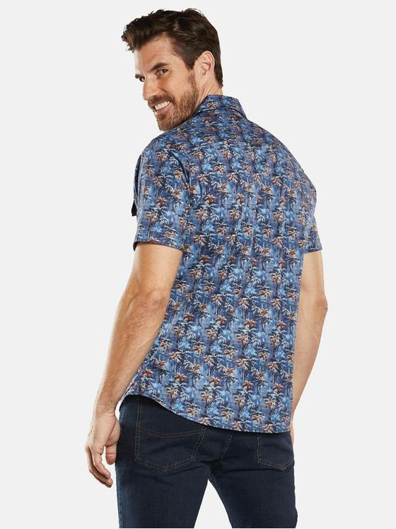 engbers Herren Kurzarm-Hemd gemustert Blau 34761