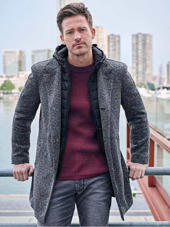 engbers Herren Mantel mit abnehmbarer Kapuze Silbergrau 37538