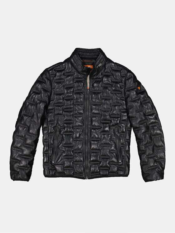 emilio adani Herren Lederjacke mit Steppung Schwarz 33528