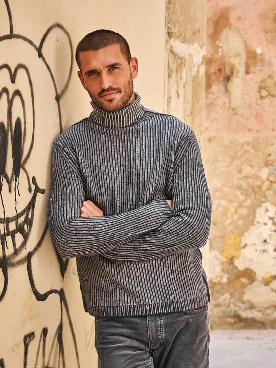emilio adani Herren Pullover mit Rollkragen Schwarz 35733