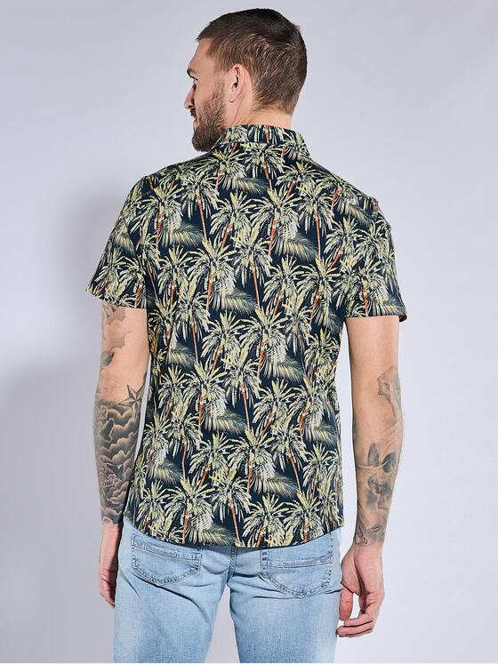 emilio adani Herren Kurzarm-Hemd slim fit Gelb 36966