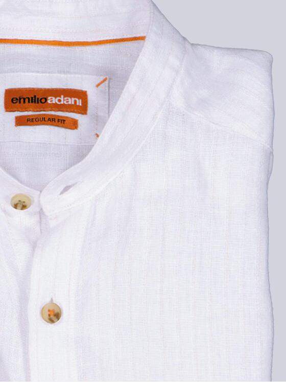 emilio adani Herren Hemd aus 100% Leinen Naturweiss 40337