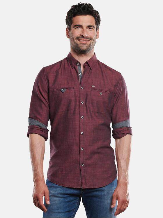 engbers Herren Langarm-Hemd mit feiner Struktur Signalrot 32008