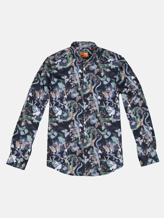 emilio adani Herren Langarm-Hemd mit All-Over-Print Grau 33338