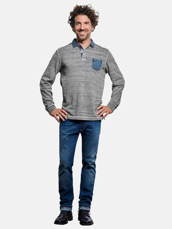 engbers Herren Langarm-Shirt Polo Silbergrau 32476