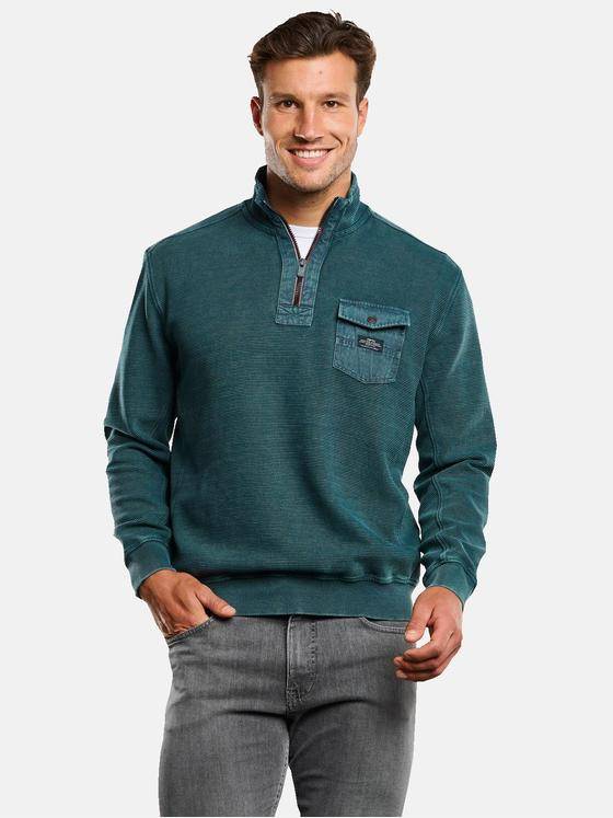 engbers Herren Sweatshirt mit Stehkragen Türkis 33762