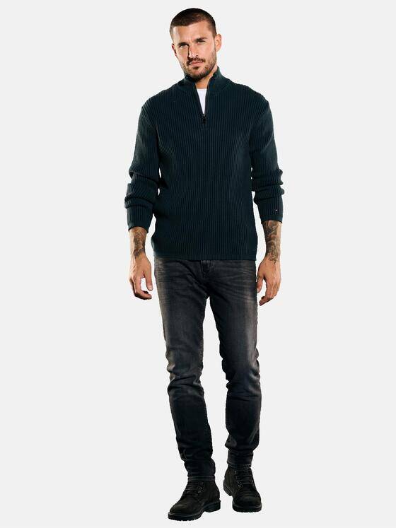 emilio adani Herren Pullover mit Troyerkragen Türkis 35617
