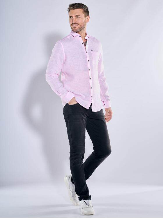 emilio adani Herren Langarm-Hemd aus Leinen Violett 38559
