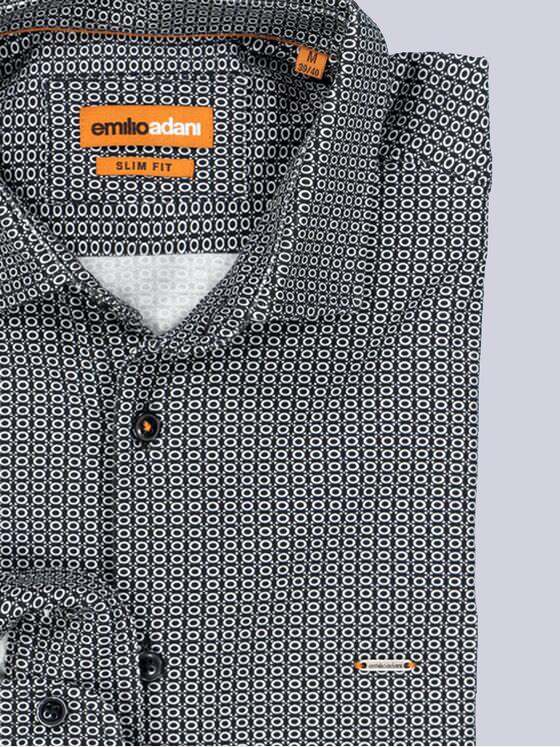 emilio adani Herren Langarm-Hemd slim fit Schwarz 35511