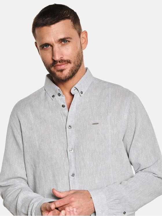 emilio adani Herren Langarm-Hemd aus Leinen Grau 33226