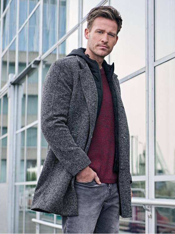 engbers Herren Mantel mit abnehmbarer Kapuze Silbergrau 37538